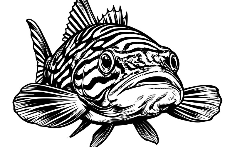 Banded Catfish Closeup With Unique Patterns Design (Ai Illustration Image + Vector Line Art) - Features Image 2