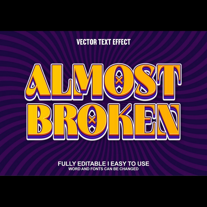 Almost Broken Fully Editable Vector 3D Text Effect - Features Image 1