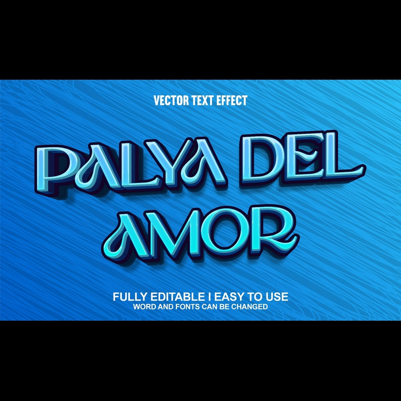 Palya Del Amor Effetto testo vettoriale 3D completamente modificabile - Caratteristiche Immagine 1