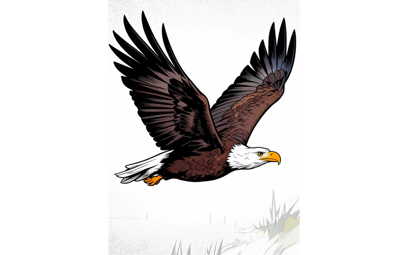 Närbild av vithövdad havsörn som flyger i luften (AI-illustrationsbild + vektorgrafik) - Features Image 1