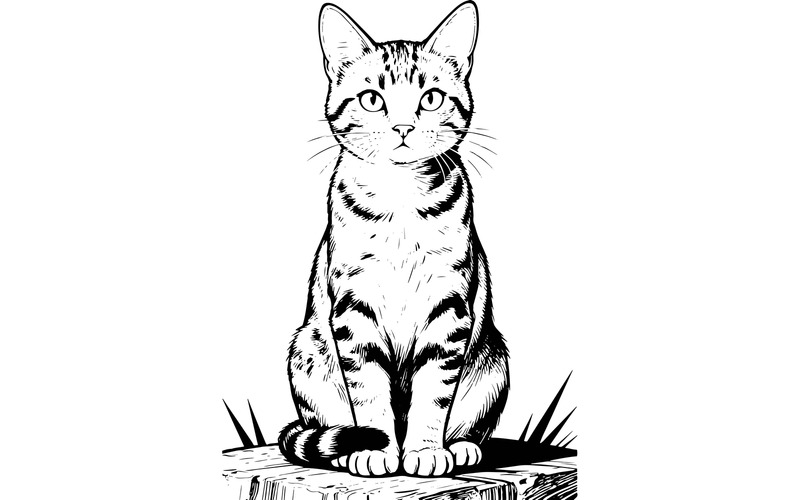 Primo piano verticale di un simpatico gatto grigio con sfondo sfocato (immagine di illustrazione Ai + linea grafica vettoriale) - Caratteristiche Immagine 2