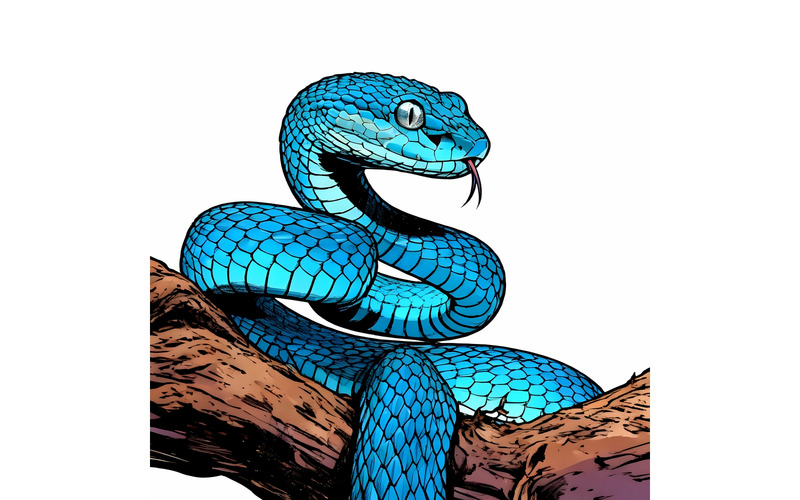 Illustrazione ravvicinata di un serpente vipera blu - Caratteristiche Immagine 1