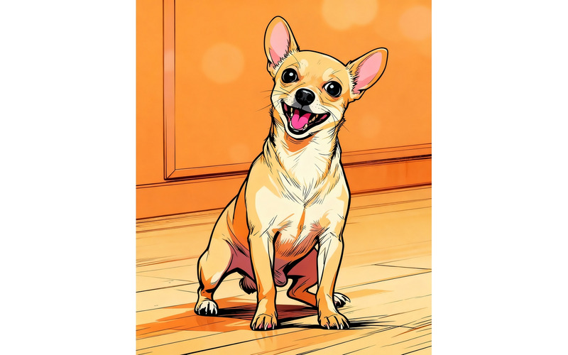 Juguete ruso sentado en el suelo (imagen con ilustración AI + arte lineal vectorial) - Características Imagen 1