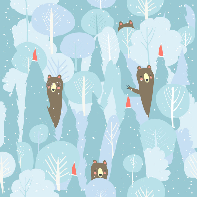 Seamless Vector Winter Forest Pattern Christmas Design - Features Image 1