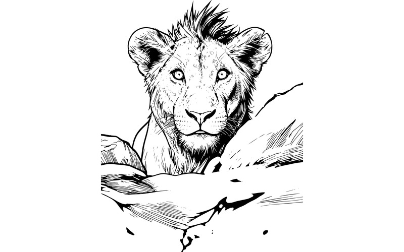 Närbild Lejoninna Tittar Bort Illustration - Features Image 2