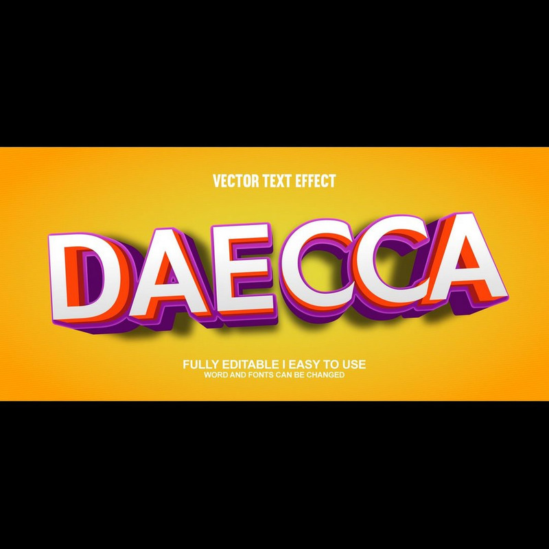 Daecca helt redigerbar vektor 3D-texteffekt - Features Image 1