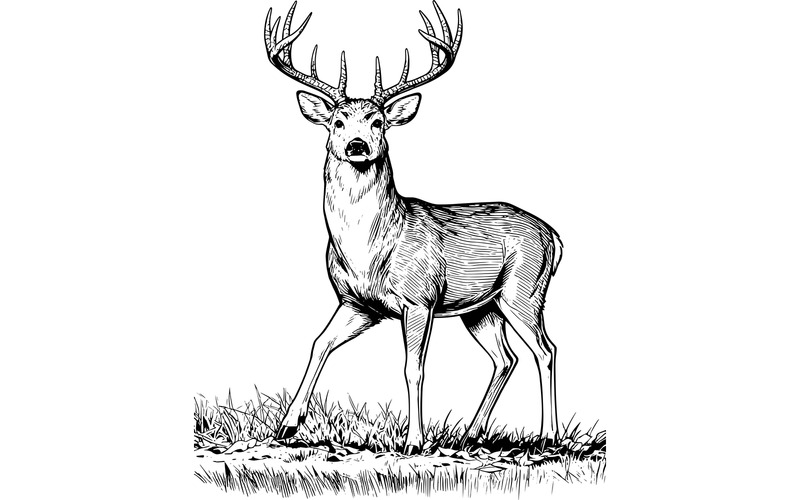Illustrazione di un cervo in piedi sulla terraferma - Caratteristiche Immagine 2