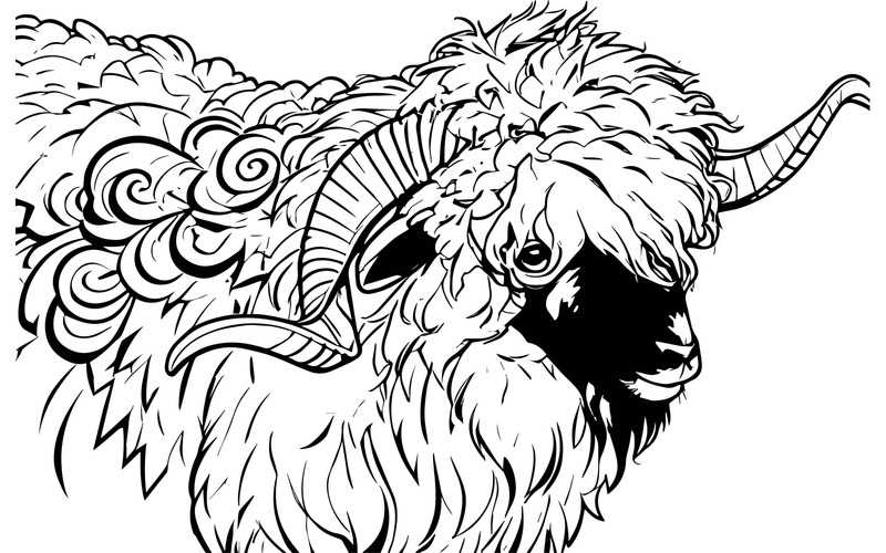 Fumetto di primo piano di un ariete bighorn - Caratteristiche Immagine 2