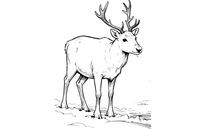 Ilustracja białego jelenia stojącego na pokrytej śniegiem ziemi - Obraz funkcji 2