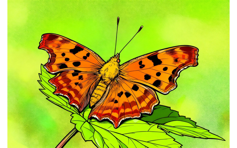 Primer plano de una planta mariposa (imagen de ilustración AI + arte lineal vectorial) - Características Imagen 1