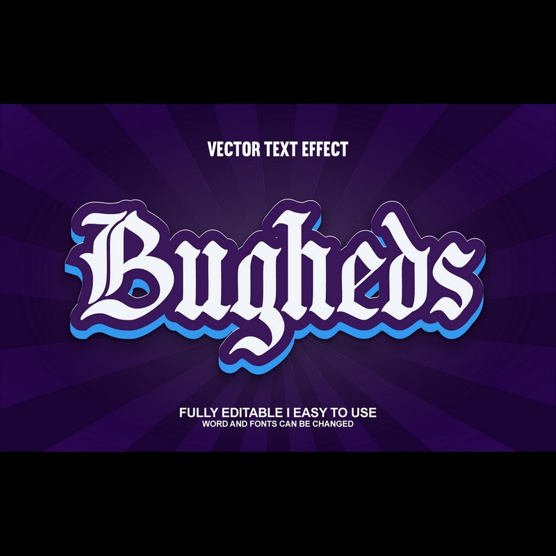 Bugheds helt redigerbar vektor 3D-texteffekt - Features Image 1