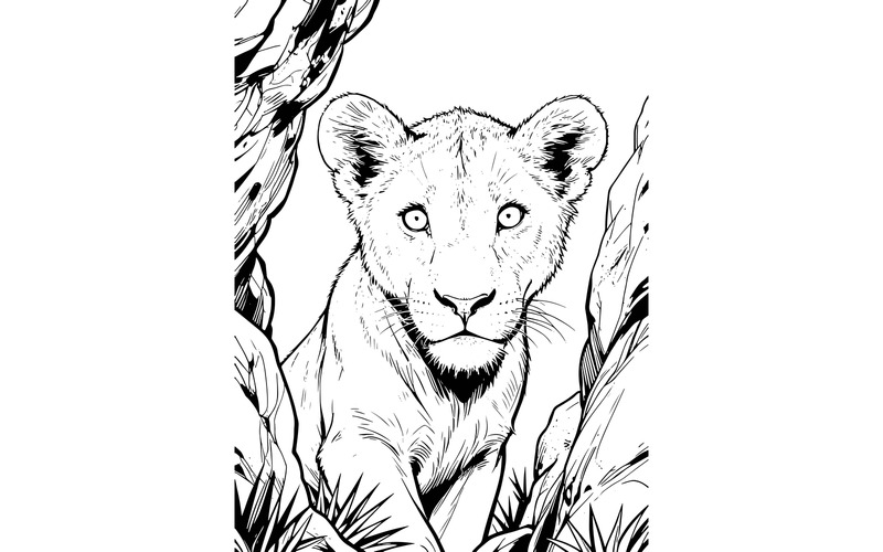 Illustration vectorielle d'une lionne (IA) + dessin au trait - Caractéristiques de l’image 2
