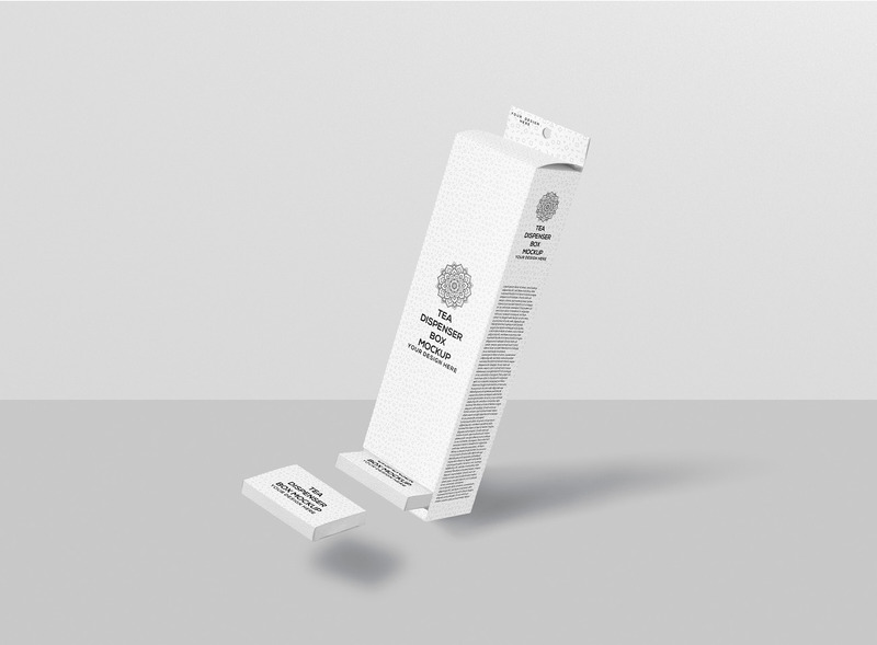 Tea Dispenser Sachet Box Mockup 343223 TemplateMonster