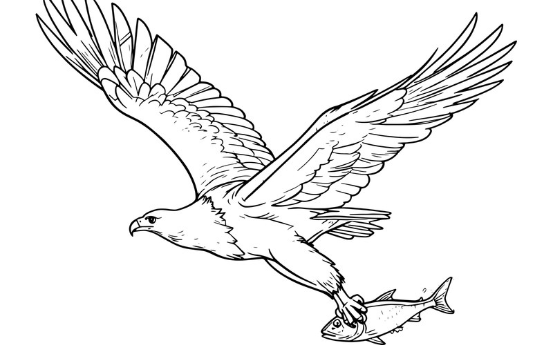 Aigle pêcheur africain en vol avec un poisson dans ses serres (Illustration IA + Dessin vectoriel) - Caractéristiques de l’image 2