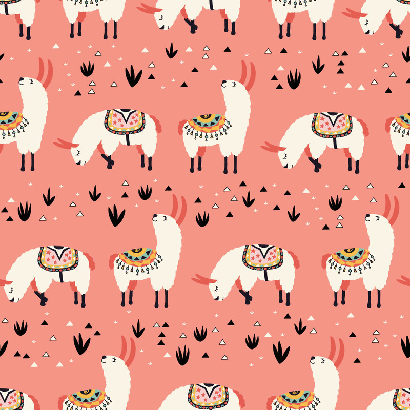 Llamas in a Pink Desert Vector Pattern - Features Image 1