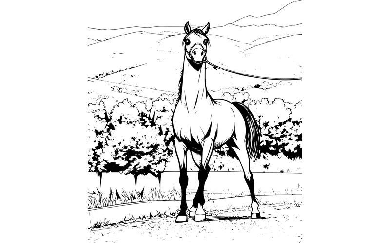 Portrait Horse Standing Land Against Mountain Illustration - Features Image 2