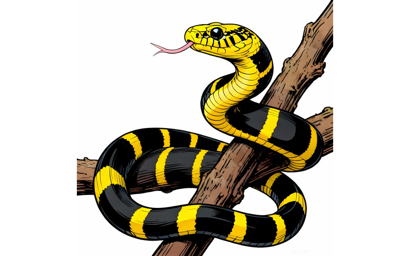 Serpente Boiga Dendrophila Testa ad anelli gialli Illustrazione animale Boiga Dendrophila - Caratteristiche Immagine 1