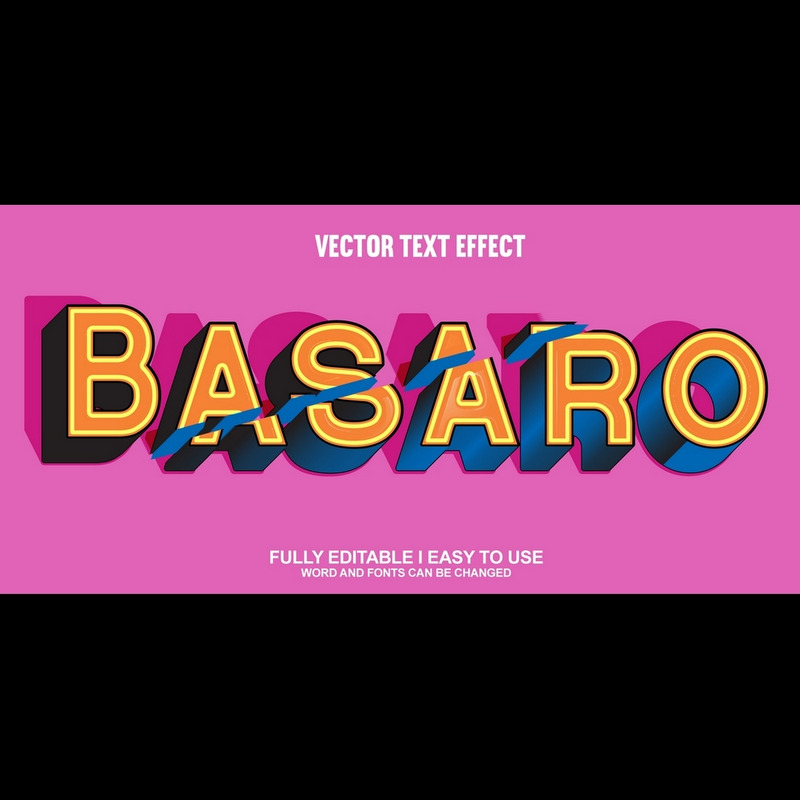 Basaro helt redigerbar vektor 3D-texteffekt - Features Image 1