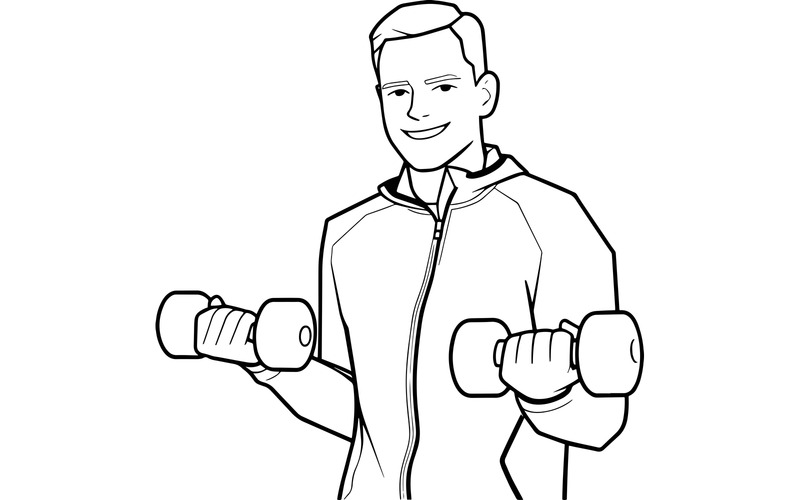 Stilig man gör fitnessövningar natur vektor linje konst - Features Image 1