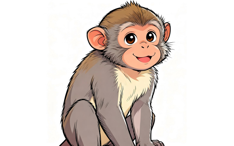 Illustrazione di una simpatica scimmia macaco in verticale - Caratteristiche Immagine 1