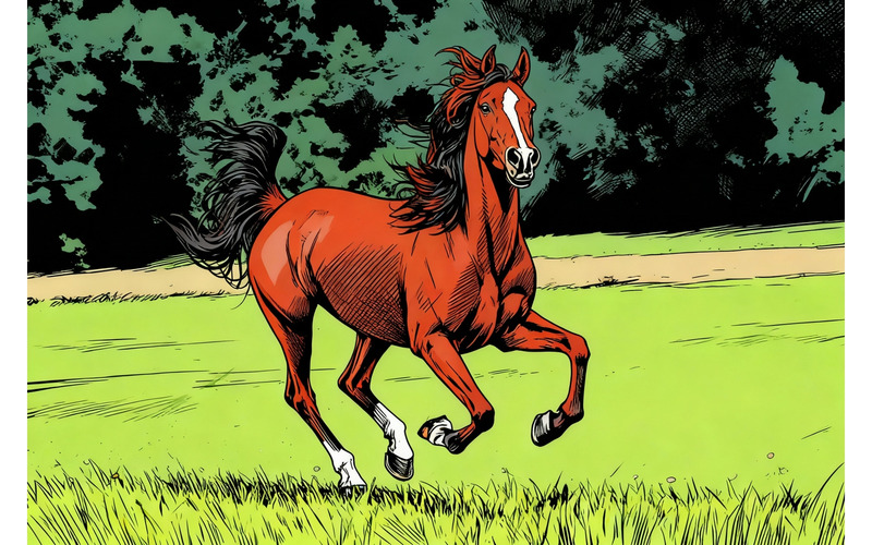 Horse Running Land Illustration - Features Image 1