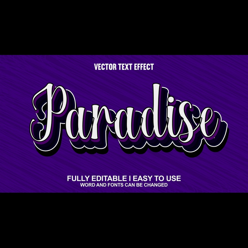 Paradise helt redigerbar vektor 3D texteffekt - Features Image 1