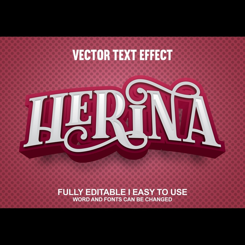 Herina helt redigerbar vektor 3D-texteffekt - Features Image 1