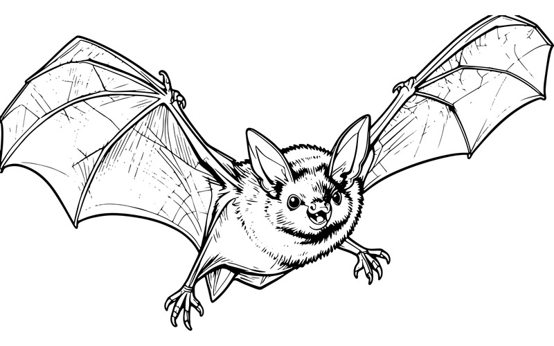 Un grazioso pipistrello prende il volo contro il cielo notturno al chiaro di luna (immagine illustrativa AI + grafica vettoriale) - Caratteristiche Immagine 2