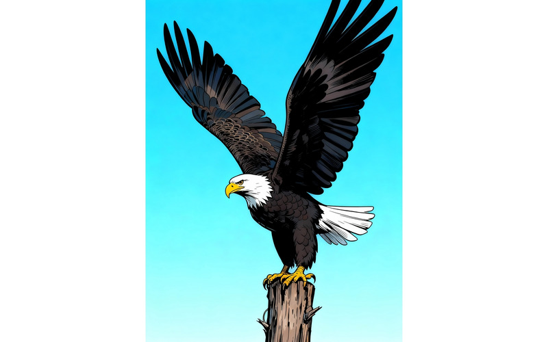 Primo piano di una maestosa aquila calva (immagine illustrativa AI + grafica vettoriale) - Caratteristiche Immagine 1