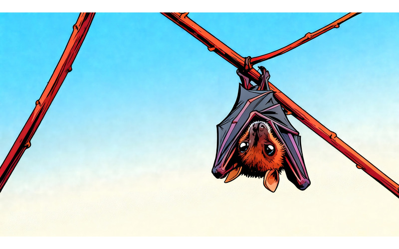 Närbild av hängande gren på fladdermus (AI-illustrationsbild + vektorgrafik) - Features Image 1