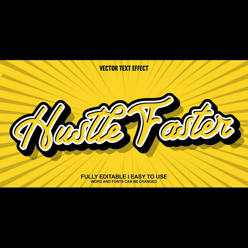 Hustle snabbare Fullständigt redigerbar vektor 3D-texteffekt - Features Image 1