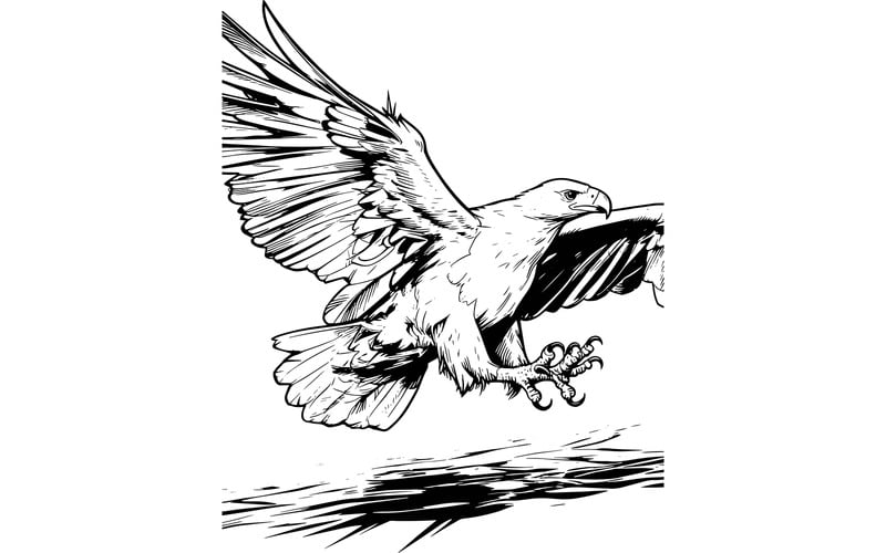 Primo piano di un'aquila che vola su uno sfondo sfocato (immagine di illustrazione AI + disegno vettoriale) - Caratteristiche Immagine 2