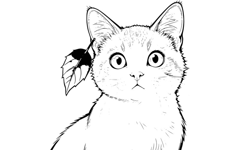 Ritratto ravvicinato di un gattino bianco (immagine illustrativa AI + disegno vettoriale) - Caratteristiche Immagine 2