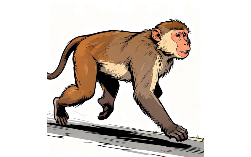 Monkey Road Ai Illustration Image and Vector Line Art - Features Image 1