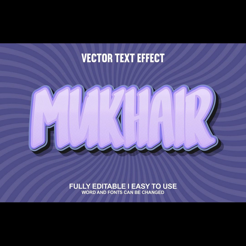 Mukhair helt redigerbar vektor 3D-texteffekt - Features Image 1