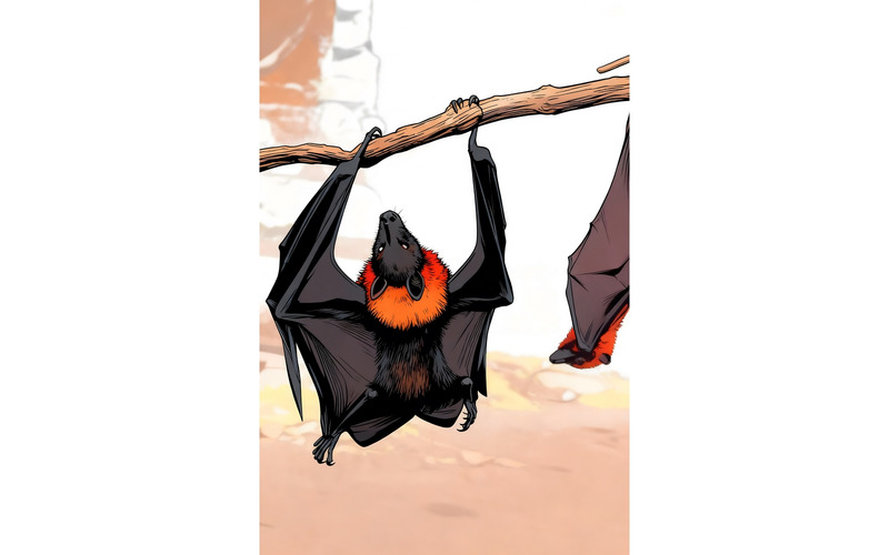 Ritratto ravvicinato di un pipistrello volante (immagine illustrativa AI + disegno vettoriale) - Caratteristiche Immagine 1