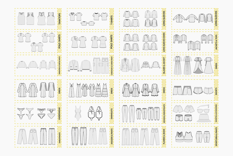 Womenswear Flat Fashion Vector Mockup Bundle - Features Image 1