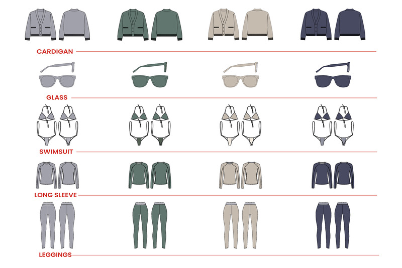 Womenswear Flat Fashion Vector Mockup Bundle - Features Image 3