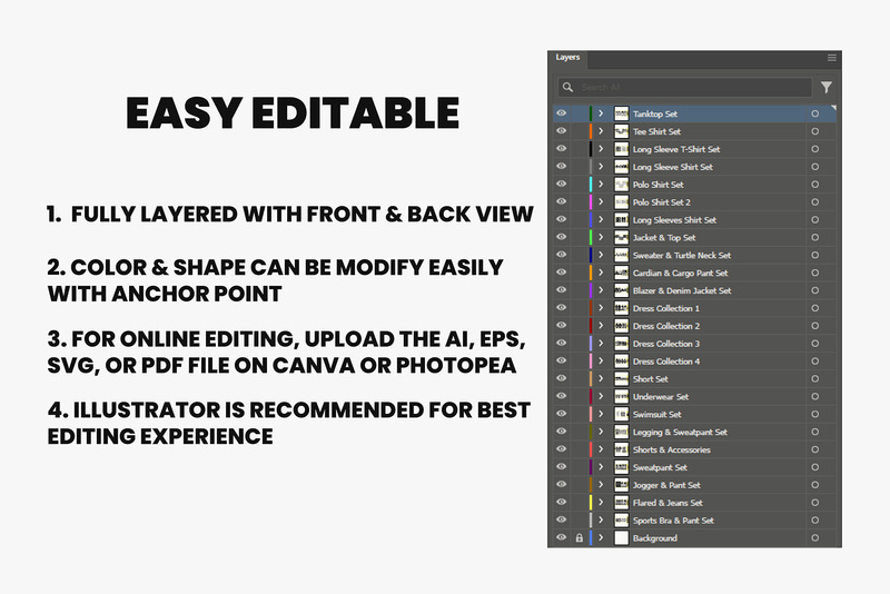 Womenswear Flat Fashion Vector Mockup Bundle - Features Image 8