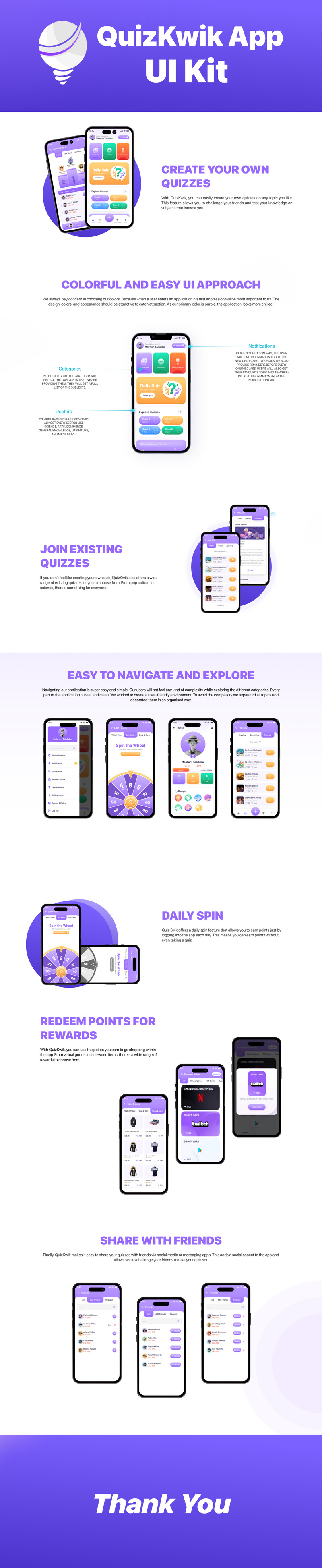 QuizKwik-琐事和测验应用程序 - Features Image 1