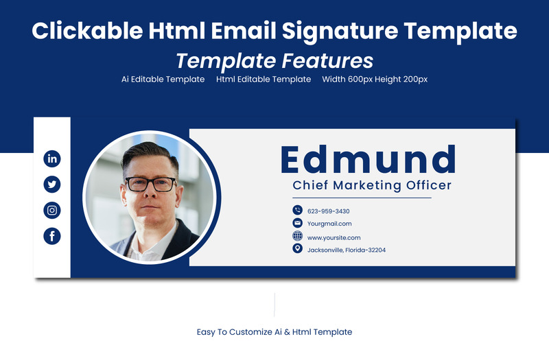 Html Signature Email Design - Clickable Html Signature Template - Features Image 1