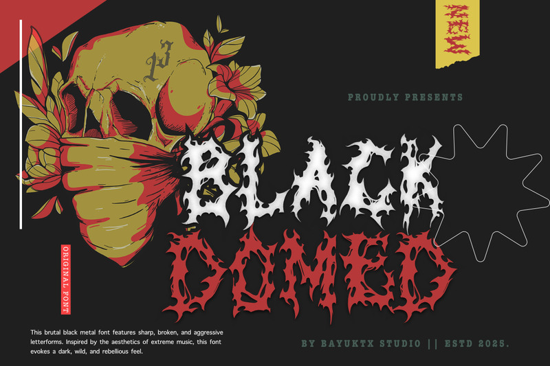 Black Domed – Carattere espositivo in metallo nero brutale - Caratteristiche Immagine 1