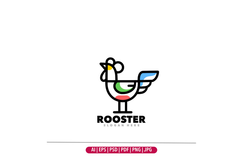 Rooster outline simple logo template design - Features Image 1