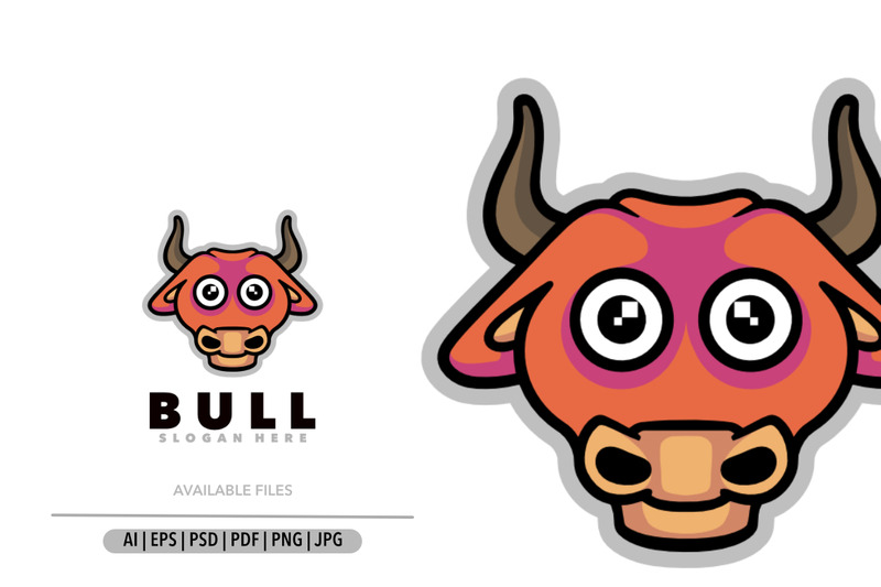 Logo de conception de dessin animé de mascotte de taureau mignon - Caractéristiques de l’image 1