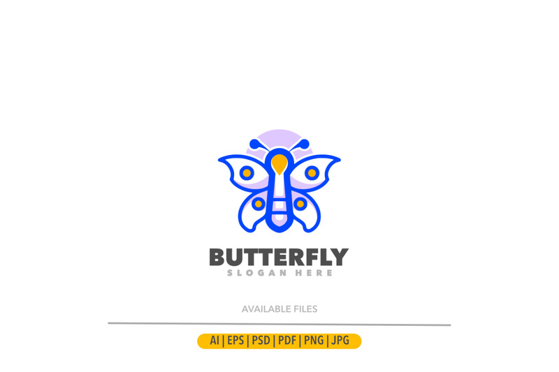 Butterfly outline blue logo design - Features Image 1