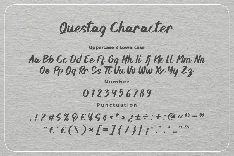 Questag uma nova fonte premium Brush Script - Features Image 2