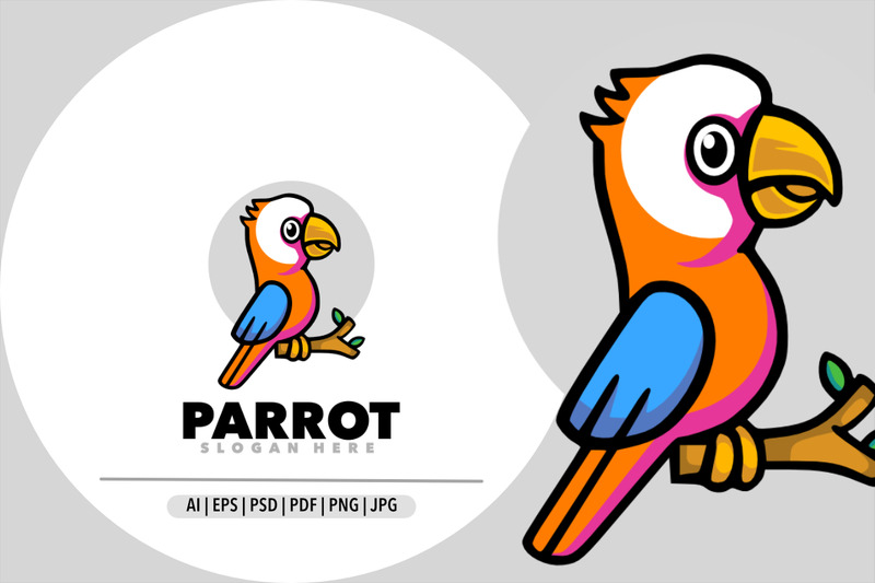 Cute parrot mascot cartoon logo design illustration - Features Image 1