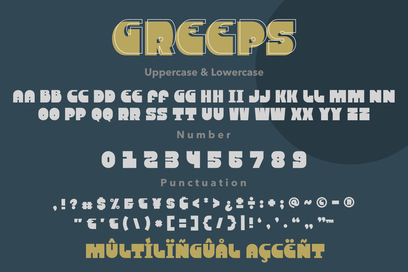 Greeps è un font premium con visualizzazione in grassetto retrò - Caratteristiche Immagine 4