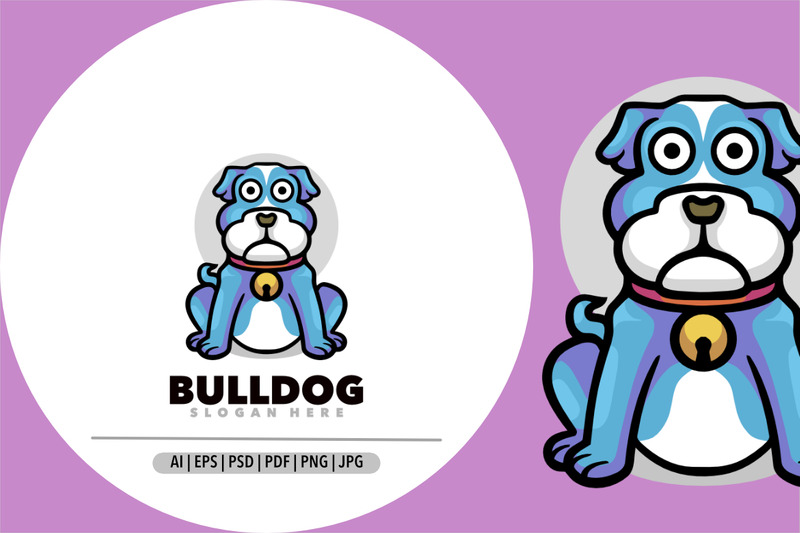 Ilustración de diseño de logotipo de dibujos animados de mascota Bulldog para diseño - Características Imagen 1
