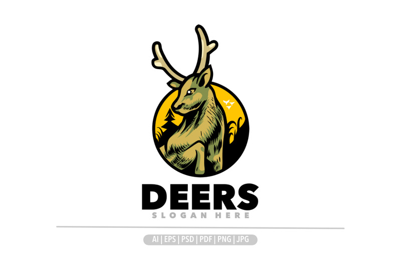 Deer mascot badge logo design illustration - Features Image 1